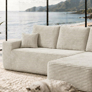 English Elm 68.1Cloud Modular Sectional Sofa Plush Corduroy Deep Seat Living Room Lounge Beige Right W3975P415756