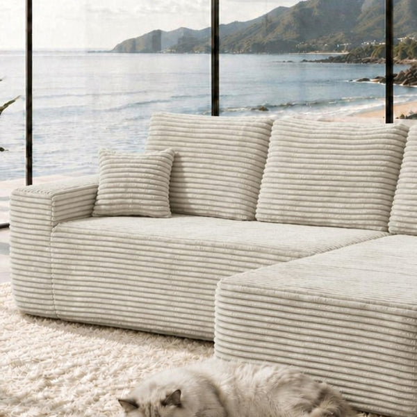 English Elm 68.1Cloud Modular Sectional Sofa Plush Corduroy Deep Seat Living Room Lounge Beige Right W3975P415756