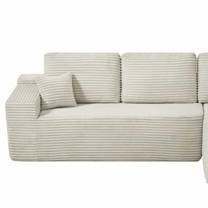 English Elm 68.1Cloud Modular Sectional Sofa Plush Corduroy Deep Seat Living Room Lounge Beige Right W3975P415756