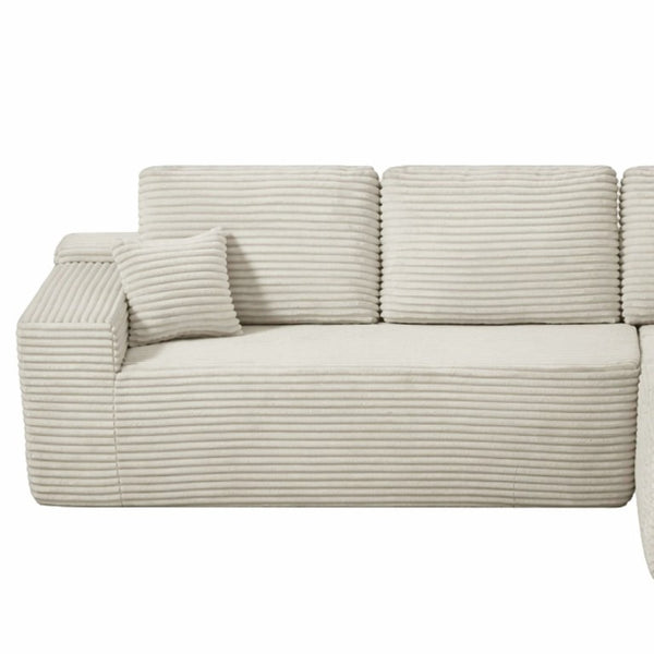 English Elm 68.1Cloud Modular Sectional Sofa Plush Corduroy Deep Seat Living Room Lounge Beige Right W3975P415756