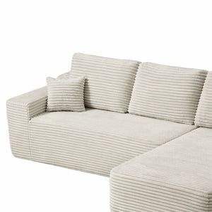 English Elm 68.1Cloud Modular Sectional Sofa Plush Corduroy Deep Seat Living Room Lounge Beige Right W3975P415756