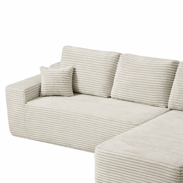 English Elm 68.1Cloud Modular Sectional Sofa Plush Corduroy Deep Seat Living Room Lounge Beige Right W3975P415756