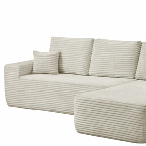 English Elm 68.1Cloud Modular Sectional Sofa Plush Corduroy Deep Seat Living Room Lounge Beige Right W3975P415756