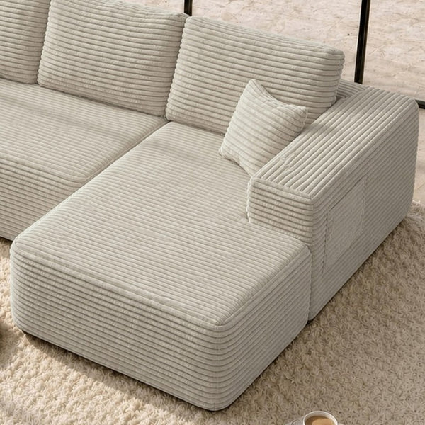 English Elm Lp-Beige-02-Chaise Corduroy Sectional Sofa with Reversible Chaise for Modern Living Beige Right Chaise W3975P415757