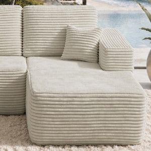 English Elm Lp-Beige-02-Chaise Corduroy Sectional Sofa with Reversible Chaise for Modern Living Beige Right Chaise W3975P415757