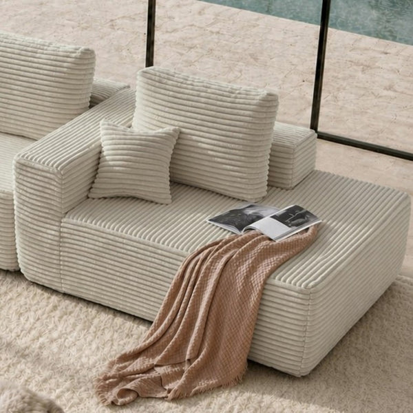 English Elm Lp-Beige-02-Chaise Corduroy Sectional Sofa with Reversible Chaise for Modern Living Beige Right Chaise W3975P415757