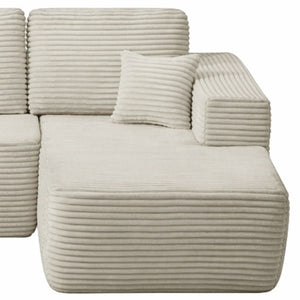 English Elm Lp-Beige-02-Chaise Corduroy Sectional Sofa with Reversible Chaise for Modern Living Beige Right Chaise W3975P415757