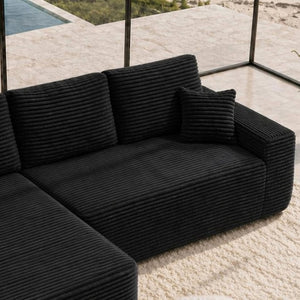 English Elm Lp-Black-2 Seater Corduroy Modular Sofa Deep Cushioned Low Profile for Living Room W3975P415758