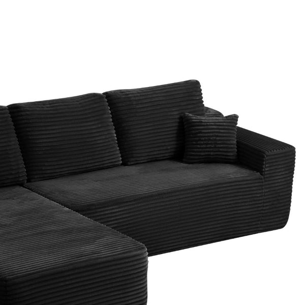 English Elm Lp-Black-2 Seater Corduroy Modular Sofa Deep Cushioned Low Profile for Living Room W3975P415758