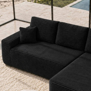 English Elm 68.1Cloud Modular Sectional Sofa Plush Corduroy Deep Seat Living Room Lounge Black Right W3975P415760