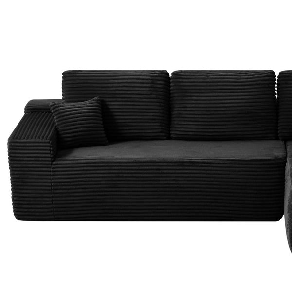 English Elm 68.1Cloud Modular Sectional Sofa Plush Corduroy Deep Seat Living Room Lounge Black Right W3975P415760