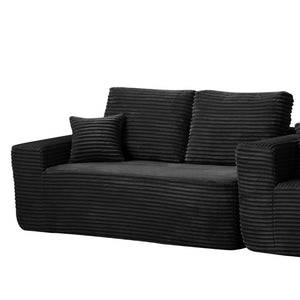 English Elm 68.1Cloud Modular Sectional Sofa Plush Corduroy Deep Seat Living Room Lounge Black Right W3975P415760
