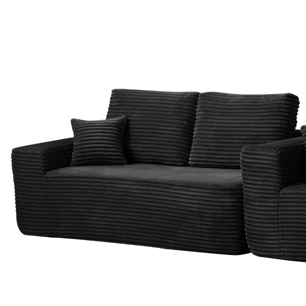 English Elm 68.1Cloud Modular Sectional Sofa Plush Corduroy Deep Seat Living Room Lounge Black Right W3975P415760