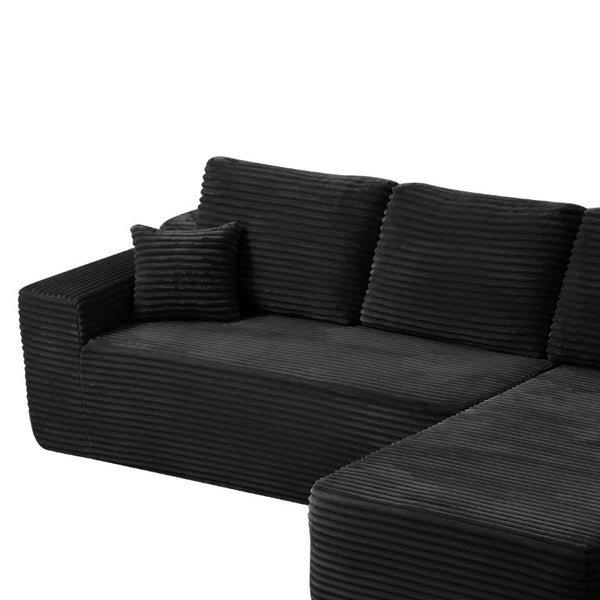English Elm 68.1Cloud Modular Sectional Sofa Plush Corduroy Deep Seat Living Room Lounge Black Right W3975P415760