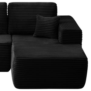 English Elm Lp-Beige-02-Chaise Corduroy Sectional Sofa with Reversible Chaise for Modern Living Black Right Chaise W3975P415761