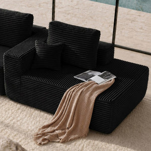 English Elm Lp-Beige-02-Chaise Corduroy Sectional Sofa with Reversible Chaise for Modern Living Black Right Chaise W3975P415761