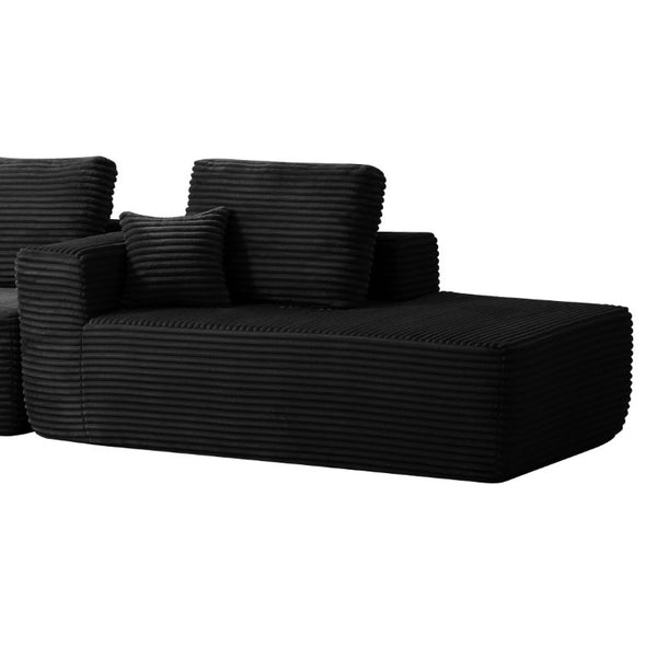 English Elm Lp-Beige-02-Chaise Corduroy Sectional Sofa with Reversible Chaise for Modern Living Black Right Chaise W3975P415761