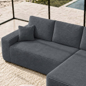 English Elm Right Plush Fabric Sectional Sofa Reversible Chaise Modern Living Room Compact Seat W3975P415764