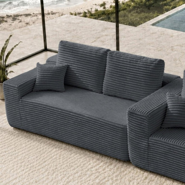 English Elm Right Plush Fabric Sectional Sofa Reversible Chaise Modern Living Room Compact Seat W3975P415764