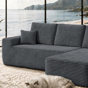 English Elm Right Plush Fabric Sectional Sofa Reversible Chaise Modern Living Room Compact Seat W3975P415764