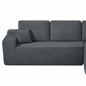 English Elm Right Plush Fabric Sectional Sofa Reversible Chaise Modern Living Room Compact Seat W3975P415764