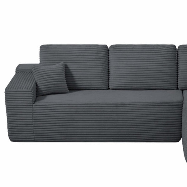 English Elm Right Plush Fabric Sectional Sofa Reversible Chaise Modern Living Room Compact Seat W3975P415764