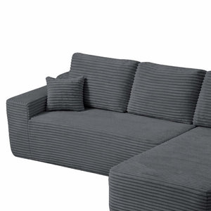 English Elm Right Plush Fabric Sectional Sofa Reversible Chaise Modern Living Room Compact Seat W3975P415764