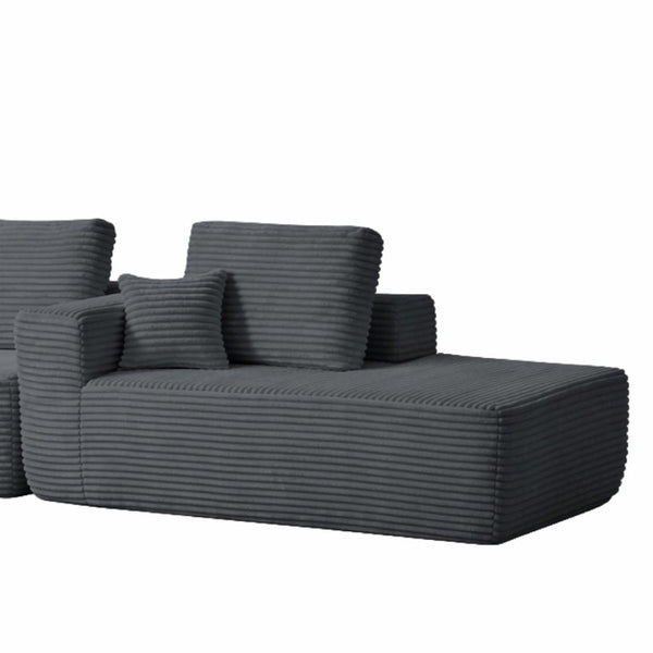 English Elm Right Facing Corduroy Sectional Sofa Low Profile Modular Chaise for Living Rooms W3975P415765