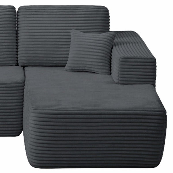 English Elm Right Facing Corduroy Sectional Sofa Low Profile Modular Chaise for Living Rooms W3975P415765