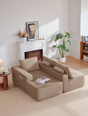 English Elm 96.9Cloud Corduroy L-Shaped Sectional Deep Lounge Sofa for Modern Living Spaces W3975P419030