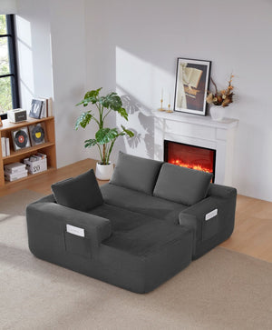 English Elm 96.9 Inch Modular Cloud Sectional Sofa Corduroy Upholstered Deep Seat for Living Room W3975P419055