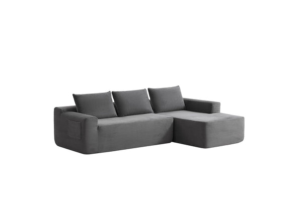 English Elm 96.9Compressible Corduroy Cloud Sectional Sofa Deep Plush Seating for Modern Living Rooms W3975P419060