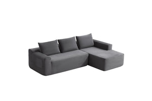 English Elm 96.9Compressible Corduroy Cloud Sectional Sofa Deep Plush Seating for Modern Living Rooms W3975P419060