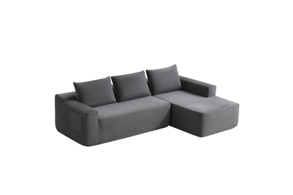 English Elm 96.9Compressible Corduroy Cloud Sectional Sofa Deep Plush Seating for Modern Living Rooms W3975P419060