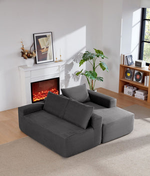 English Elm 96.9Compressible Corduroy Cloud Sectional Sofa Deep Plush Seating for Modern Living Rooms W3975P419060