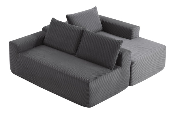 English Elm 96.9Compressible Corduroy Cloud Sectional Sofa Deep Plush Seating for Modern Living Rooms W3975P419060
