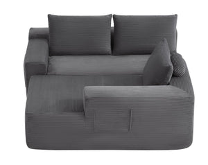 English Elm 96.9Compressible Corduroy Cloud Sectional Sofa Deep Plush Seating for Modern Living Rooms W3975P419060