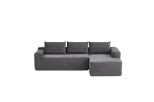 English Elm 96.9Compressible Corduroy Cloud Sectional Sofa Deep Plush Seating for Modern Living Rooms W3975P419060