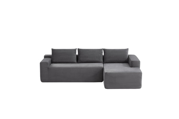 English Elm 96.9Compressible Corduroy Cloud Sectional Sofa Deep Plush Seating for Modern Living Rooms W3975P419060