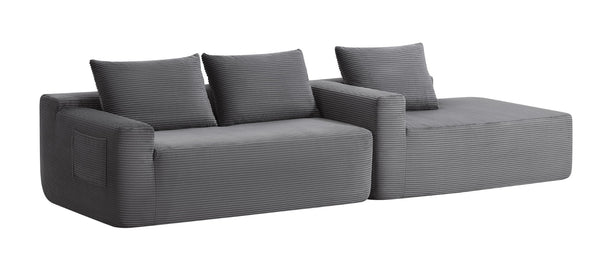 English Elm 96.9Compressible Corduroy Cloud Sectional Sofa Deep Plush Seating for Modern Living Rooms W3975P419060