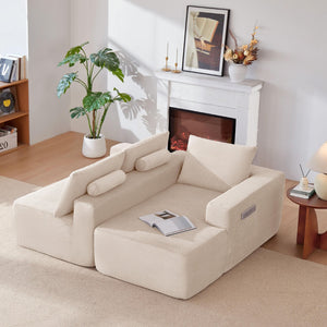 English Elm 96.9''Cloud Modular L-Shaped Sectional Corduroy Sofa Deep Seat Living Room Couch White Right W3975P442655