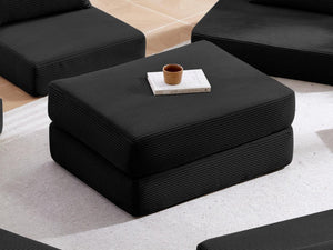 English Elm Ottoman-modular-black Corduroy Floor Sofa Modular Sectional for Living Room Lounge Black W3975P455210