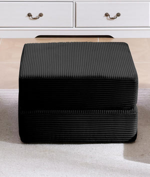 English Elm Ottoman-modular-black Corduroy Floor Sofa Modular Sectional for Living Room Lounge Black W3975P455210