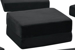 English Elm Ottoman-modular-black Corduroy Floor Sofa Modular Sectional for Living Room Lounge Black W3975P455210