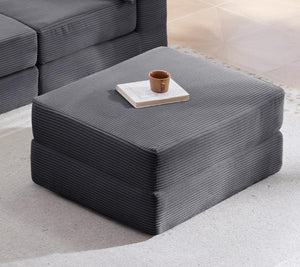 English Elm Ottoman-modular-black Corduroy Floor Sofa Modular Sectional for Living Room Lounge Grey W3975P455211