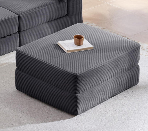 English Elm Ottoman-modular-black Corduroy Floor Sofa Modular Sectional for Living Room Lounge Grey W3975P455211