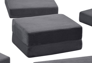 English Elm Ottoman-modular-black Corduroy Floor Sofa Modular Sectional for Living Room Lounge Grey W3975P455211