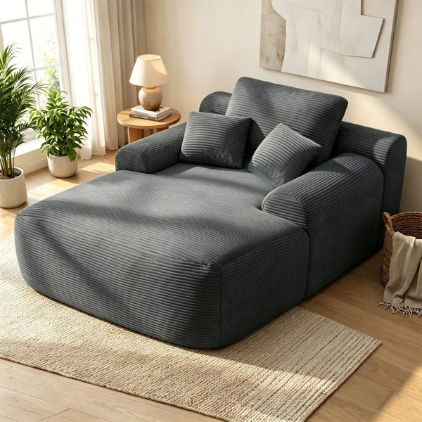 English Elm Convertible Corduroy Chaise Lounge Sleeper Chair with Pillows for Bedroom Living Room W3975P455215
