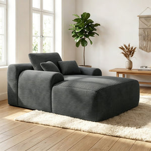 English Elm Convertible Corduroy Chaise Lounge Sleeper Chair with Pillows for Bedroom Living Room W3975P455215