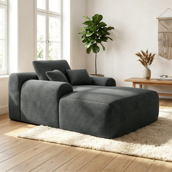English Elm Convertible Corduroy Chaise Lounge Sleeper Chair with Pillows for Bedroom Living Room W3975P455215